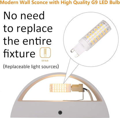 Aipsun 4 Pack Aluminum Modern Indoor LED Wall Sconce Hardwired Interior Wall Lights Up and Down Wall Mount Light for Living Room Bedroom Corridor Conservatory Warm White 3000K(with G9 Bulbs)
