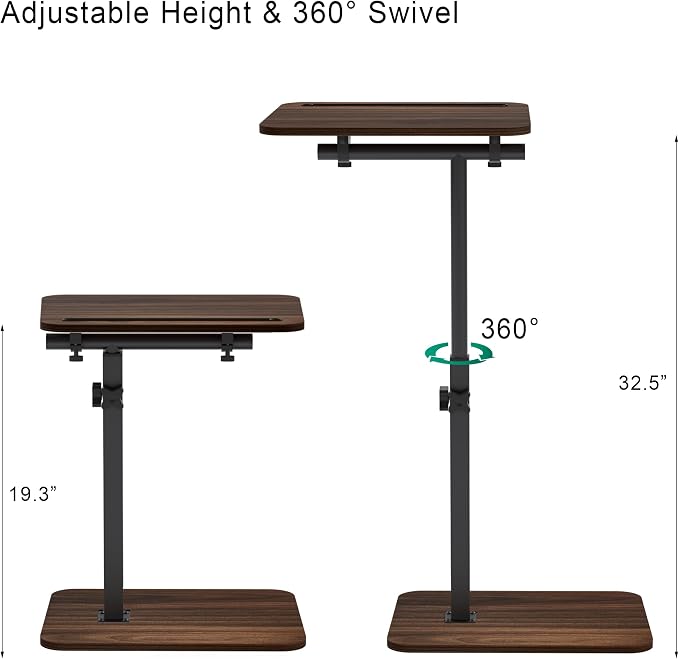 360° Swivel Sofa Side Table for Couch
