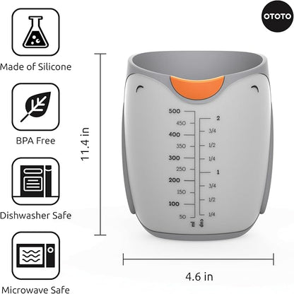 OTOTO Penny Penguin Silicone Measuring Cups for Cooking - 500ml Cute Measuring Cups for Baking, BPA-Free, Microwave Safe, Penguin Gifts, Cute Kitchen Accessories, Funny White Elephant Gifts