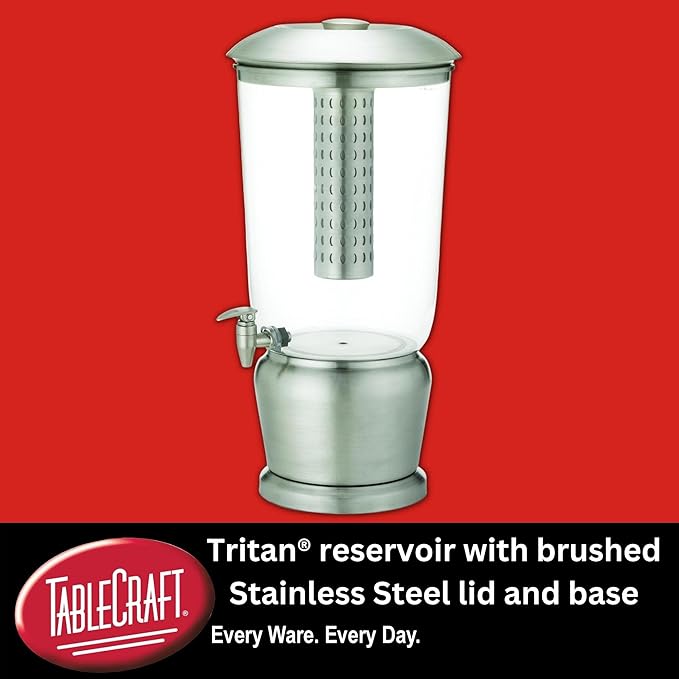 TableCraft 85 Large 5 Gallon Drink Dispenser with Fruit Infuser & Stand, BPA-Free Tritan & Stainless Steel, Ideal for Catering, Buffet, Home Use, Cold Beverage Dispenser