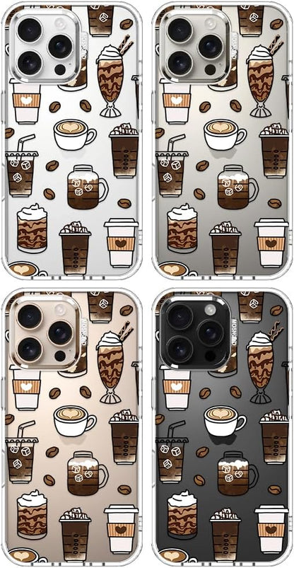 MOSNOVO Case for iPhone 16 Pro Max, [Buffertech 6.6ft Military-Grade Drop Protection] [Anti Peel Off Tech] Clear TPU Bumper Phone Case Cover Design - Coffee