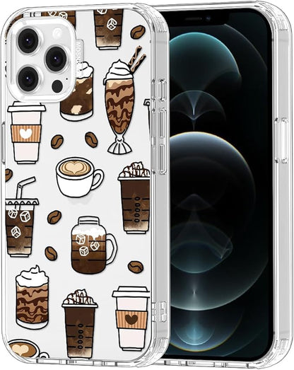 MOSNOVO Case for iPhone 12 & iPhone 12 Pro, [Buffertech 6.6ft Military-Grade Drop Protection] [Anti Peel Off Tech] Clear TPU Bumper Phone Case Cover Design - Coffee