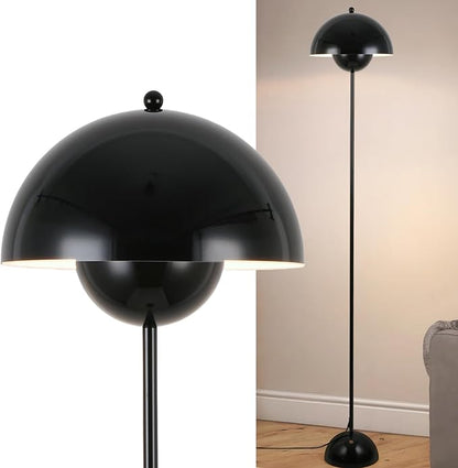 COSYLUX Modern Floor Lamp for Living Room, Industrial Tall Standing Lamp for Bedroom, Metal Shade Reflecting Light Reading Floor Lamp for Office, Nursery Room, Corner(Bright Black)