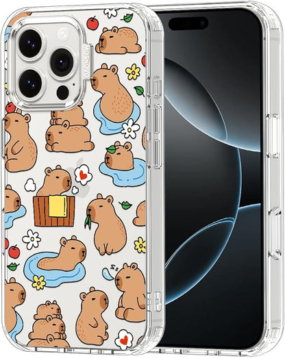 MOSNOVO for iPhone 16 Pro Max Case, Shockproof Military-Grade Protection 6.6ft Drop Tested, Clear Phone Case for iPhone 16 Pro Max, Capybara Land Design