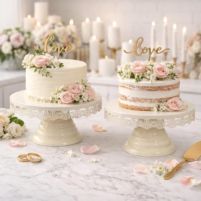 Premium Metal Cake Stand Elegant Centerpiece for Cakes, Cupcakes, and Desserts Display Stand for Weddings, Parties, and Special Occasions Pedestal (Set of 2)