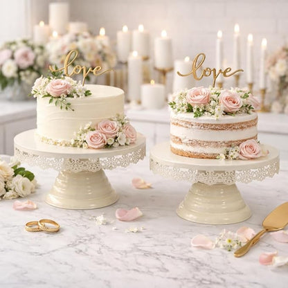 Premium Metal Cake Stand Elegant Centerpiece for Cakes, Cupcakes, and Desserts Display Stand for Weddings, Parties, and Special Occasions Pedestal (Set of 2)
