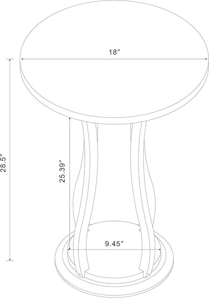 Coaster Home Furnishings - Elton - Wood - Round Plant Stand with Faux Marble Top, Curved Wooden Legs, Built-in Shelf Base and Traditional Style - Living Room - Brown - 900926