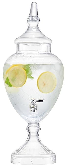 Beverage Dispenser for Countertop - 1 Gallon Large Glass Drink Dispenser w/Spigot & Lid - Party Drink Dispenser for Sweet Tea Lemonade Punch Water, Juice Dispensers for Parties
