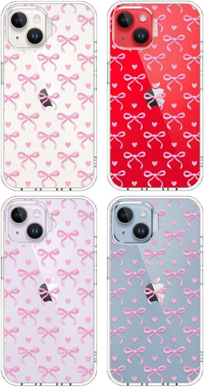 MOSNOVO for iPhone 13/14 Case | Military Grade 6.6ft Drop Tested | Clear with Bowtiful Love Design