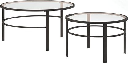 Henn&Hart Round Nested Coffee Table in Blackened Bronze, Coffee Table coffee