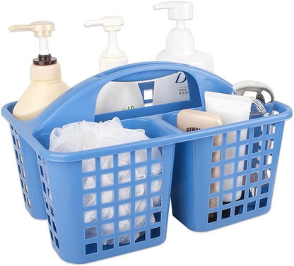 JiatuA Portable Shower Caddy Basket with Compartments Cleaning Supplies Organizer with Handle Plastic Storage Divided Tool Bin for Bathroom, Bedroom, Kitchen, College Dorm, Garden, Under Sink, Blue