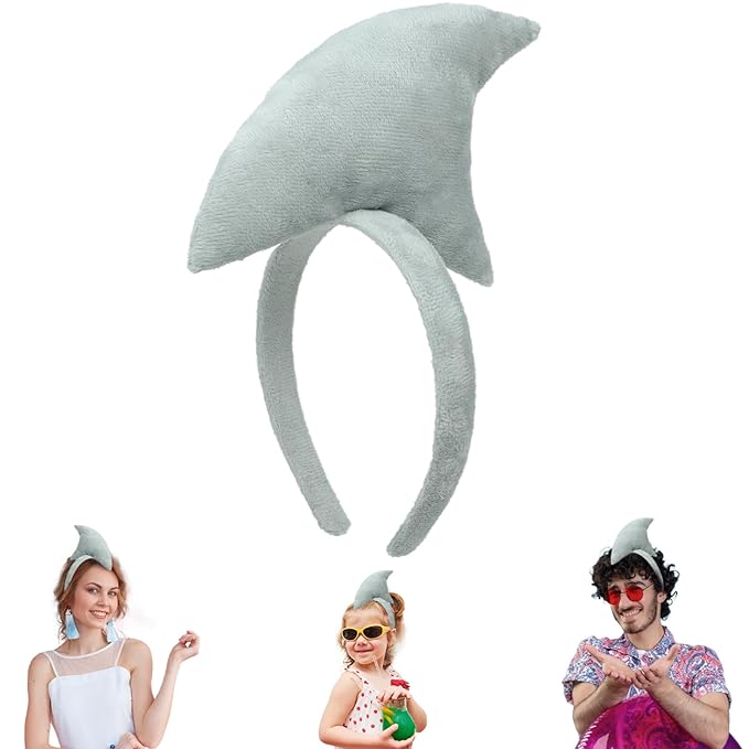 Beviliu Shark Headbands, Animal Headband Shark Fin Headband for Adults Halloween Cosplay, Shark Fin Costume Hat Accessories for Shark Sea Ocean Party Birthday