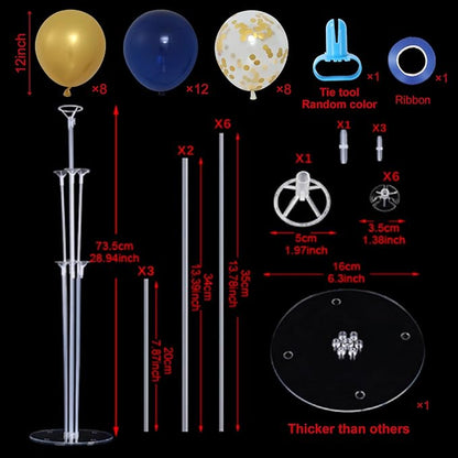 4 Sets Navy Blue Gold Balloon Centerpieces for Table, Balloon Stand Kit for Graduation Decorations 2026 Retirement Baby Shower Men's Women's Birthday Class of 2026 Party Decorations