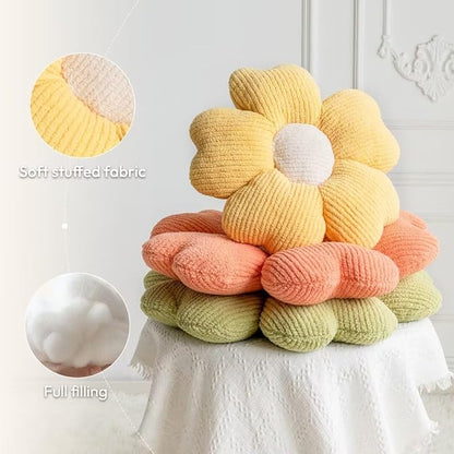 Sioloc Daisy Flower Pillow - Yellow Playful Decorative Throw Pillow for Bed, Cute Flower Shaped Floor Cushion for Chair, Couch & Room Decor (15.7 Inch)