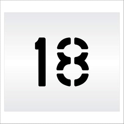 Pavement, Curb, and WheelStop Stencils - 6 inch Double Number Stencil - (18) - 6" x 6" x 1/8" (128 mil) - Pro-Grade