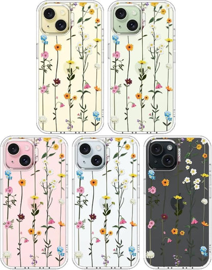 MOSNOVO Case for iPhone 15 Plus/iPhone 14 Plus, [Buffertech 6.6ft Military-Grade Drop Protection] [Anti Peel Off Tech] Clear TPU Bumper Phone Case Cover Design - Wildflowers