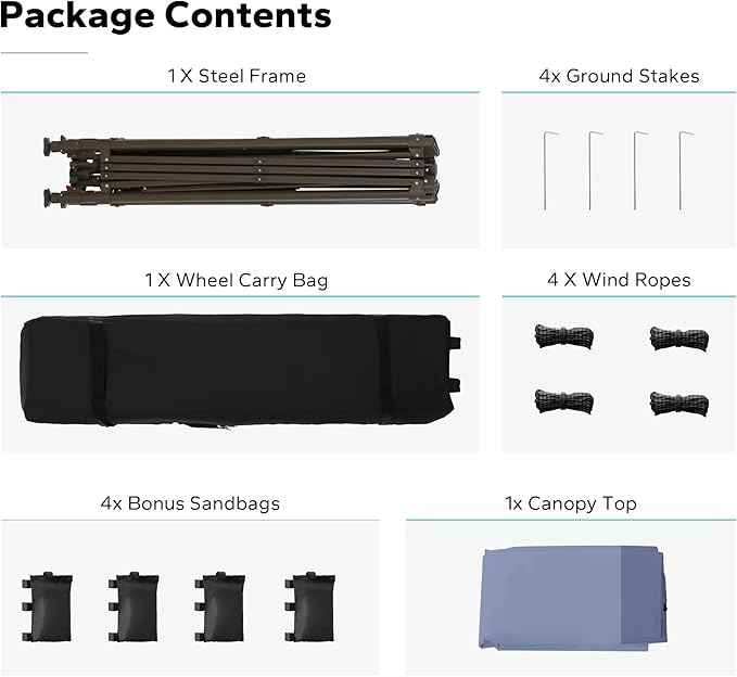 MFSTUDIO 13x13 Outdoor Pop Up Canopy Tent,Easy Set up Straight Leg Outdoor Canopies One Push Folding Instant Shelter Tents for Beach,Party and Camping, 169 Sq. Ft of Shade