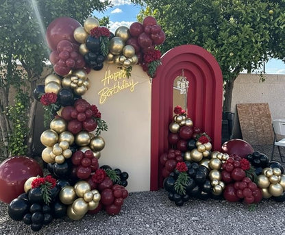 Burgundy Balloon Garland Arch Kit 162Pcs with Star, Burgundy Maroon Black Gold Balloon Arch Kit for 2026 Graduation Bridal Shower Prom Birthday Anniversary Bridal Shower Party Decor