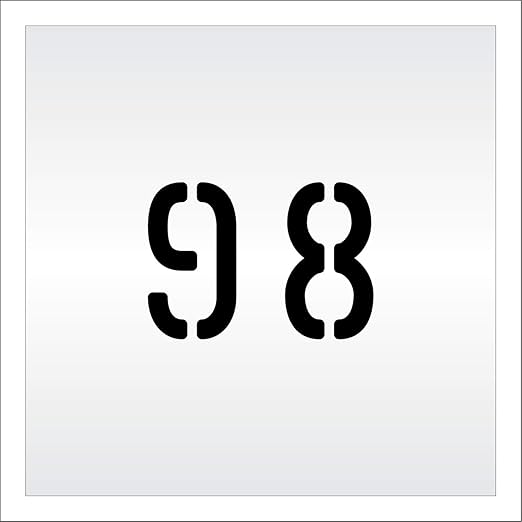Pavement, Curb, and WheelStop Stencils - 4 inch Double Number Stencil - (98) - 4" x 5.5" x 1/16" (63 mil) - Light-Duty