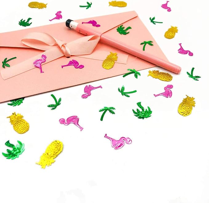 Werich Summer Hawaiian Flamingo Party Confetti Foil Metallic Sequins Table Confetti Tropical Jungle Safari 1st Birthday Baby Shower Wedding Party Sprinkles Confetti Decorations