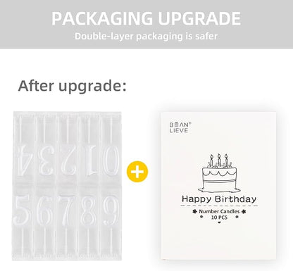 Beanlieve Pearl White Numeral Birthday Candles - Cake Numeric Candles Number 0 1 2 3 4 5 6 7 8 9,Used for Cake Decoration on Birthday Parties and Wedding Anniversary Celebrations(10 Pieces)