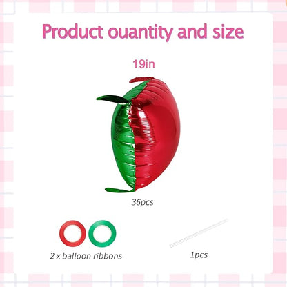 36pcs Red and Green Square Foil Balloons Kit - Christmas Balloon Garland Backdrop Wall for Holiday, Birthday, Graduation Party Decorations(with Straws & Ribbon)