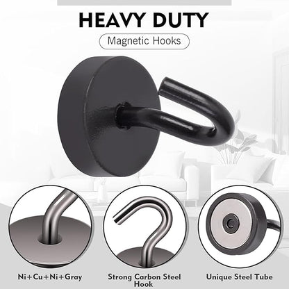 Neosmuk Magnetic Hooks, Cruise Ship Essentials, 40lb+ Heavy Duty Magnetic Hooks for Cruise Cabins, Refrigerator, Grill, Hanging, and Travel | Extra Strong Must-Haves Magnet Hook,Brown,Pack of 10