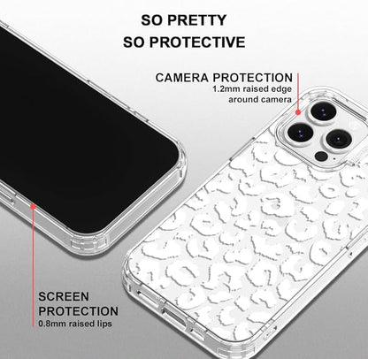 MOSNOVO Case for iPhone 13 Pro, [Buffertech 6.6ft Military-Grade Drop Protection] [Anti Peel Off Tech] Clear TPU Bumper Phone Case Cover Design - White Leopard Print