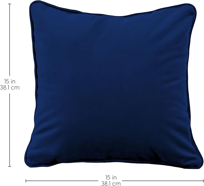 FDP 15" x 15" Velvet and Vinyl Square Pillow Set with Piping Decorative Throw Pillow for Home Dcor in Living Room, Bedroom or Lounge (2-Pack) - Eclipse, 15161-348