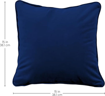 FDP 15" x 15" Velvet and Vinyl Square Pillow Set with Piping Decorative Throw Pillow for Home Dcor in Living Room, Bedroom or Lounge (2-Pack) - Eclipse, 15161-348