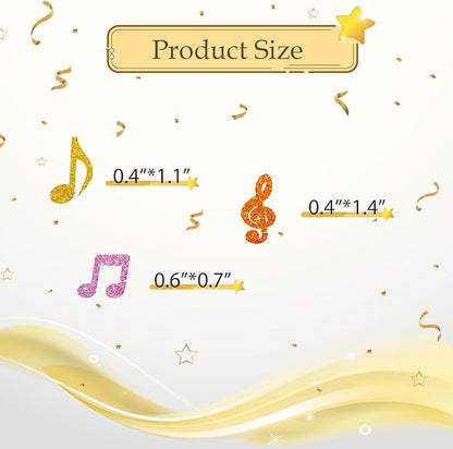 100pcs Music Note Confetti, Gold&Pink Glitter Musical Table Confetti for Baby Shower, Music Theme Birthday Paper Scatters, Anniversary/Wedding Party Table Decoration