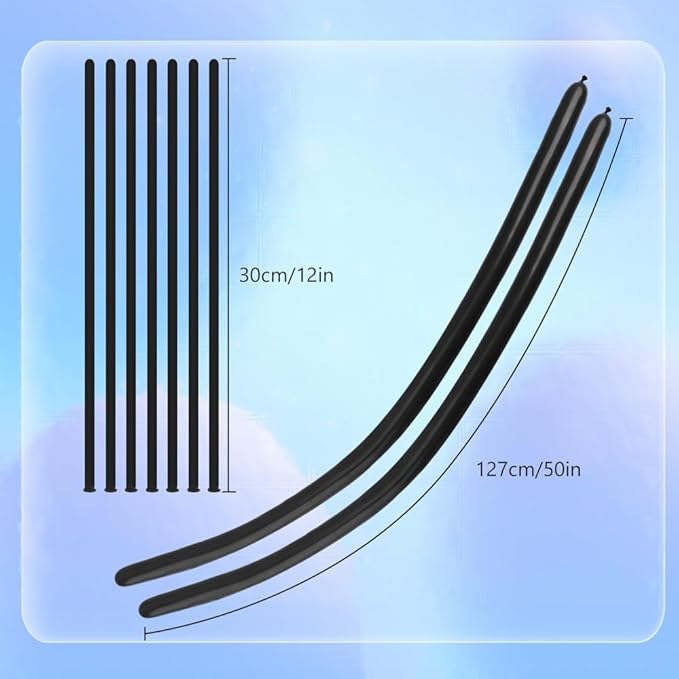 Black Balloons 100 Pcs - 260 Long Balloons for Tying Arch, Twisting & Decorating Birthdays, Halloween, Weddings & More