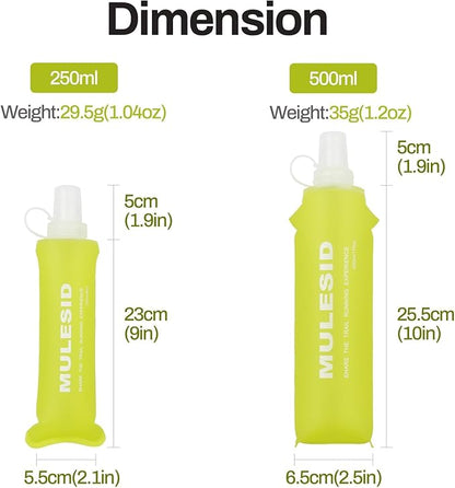 Soft Flask Running Bottles Collapsible Water Bottle Foldable for Traveling Running Vest Collapse Hydration TPU 250ml 500ml for Runner (250ml-1pcs)
