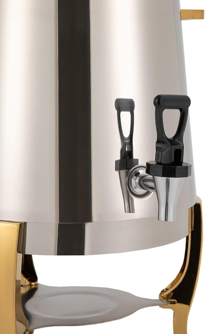 13L/3.43Gal Beverage Dispenser, Stainless Steel Hot Cold Drinks Urn with Fuel Stand, Thermal Tea Juice Milk Coffee Chafer Dispenser with Faucet for Parties Buffet Commercial Use (gold)