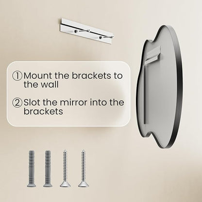 40”x 24” Irregular Wall Mirror, Large Bathroom Mirror, Abstract Black Framed Mirrors, Asymmetrical Wavy Decor Mirrors for Bathroom Living Room Bedroom Entry Way (Horizontal/Vertical)