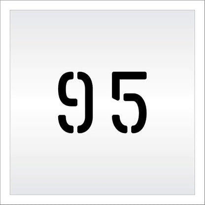 Pavement, Curb, and WheelStop Stencils - 4 inch Double Number Stencil - (95) - 4" x 5.5" x 1/8" (128 mil) - Pro-Grade