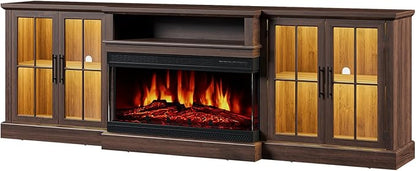 98" Farmhouse TV Stand with 36" Fireplace