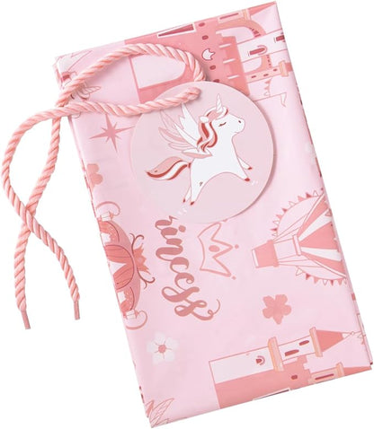 WRAPAHOLIC 56" Extra Large Princess Plastic Gift Bag - Princess Castle Design Pink Jumbo Bike Bag Gift Wrap for Kids Girls Birthday and Baby Girl Shower - 56" H x 36" W