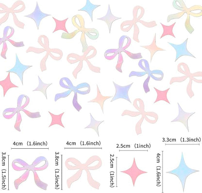 100PCS Pink Bow Confetti Engagement Party Bride To Be Pink Bow Table Confetti Bachelorette Party Birthday Decorations Supplies Baby Shower Boy Girl Bridal Shower Ribbon Party Supplies (pink bow 2)