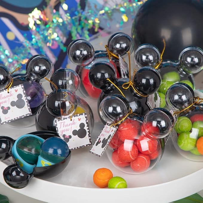 fozi cozi, 8 Pack Cartoon Mouse Party Favors for Kids 4-8 - Mouse Birthday Party Supplies, Candy Box Bags, Ice Cream Containers Bowls, Black
