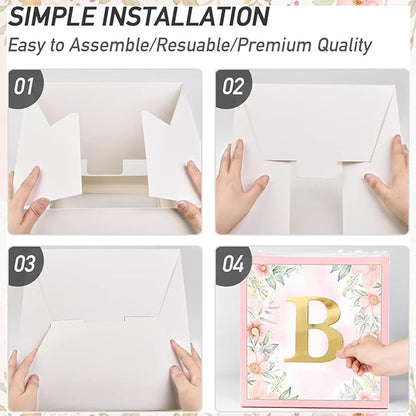 Wildflower Party Decorations Floral Baby Balloon Blocks Boxes with Letters for Girls Baby Shower Birthday Bridal Shower Baby in Bloom Spring Party Decoration