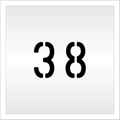 Pavement, Curb, and WheelStop Stencils - 4 inch Double Number Stencil - (38) - 4" x 5.5" x 1/16" (63 mil) - Light-Duty