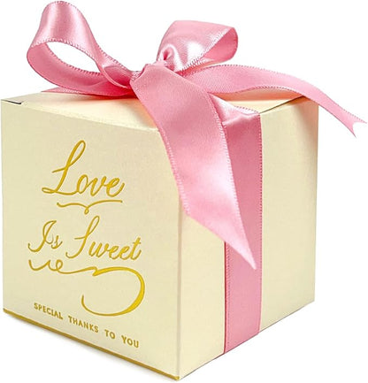 30PCS Small Gift Boxes, White Gift Box with Ribbon Wedding Party Favor Boxes Fancy Candy Gift Boxes with Lids for Anniverary Birthday Valentine's Day Packaging Presents 2.6x2.6x2.6 inch(S,Pink)