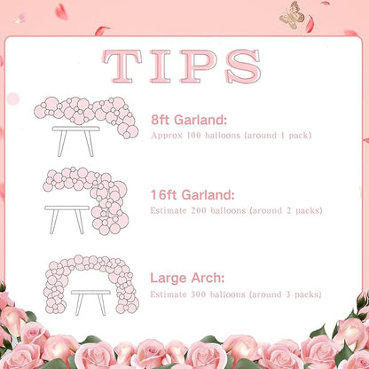 Pink Balloon Arch Kit 126 Pcs Light Pastel Pink Sand Balloon Garland Kit Include Macaron Orange Balloons for Wedding Birthday Baby Shower Gender Reveal Decorations