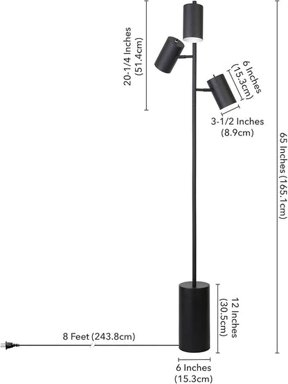 Henn&Hart Dorset 3-Light Floor Lamp with Metal Shades in Blackened Bronze/Blackened Bronze, Floor Lamp for Home Office, Bedroom, Living Room, 65" Tall