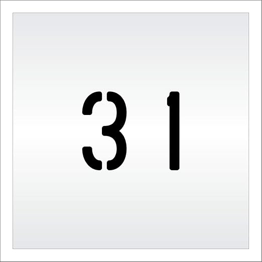 Pavement, Curb, and WheelStop Stencils - 4 inch Double Number Stencil - (31) - 4" x 4" x 1/16" (63 mil) - Light-Duty
