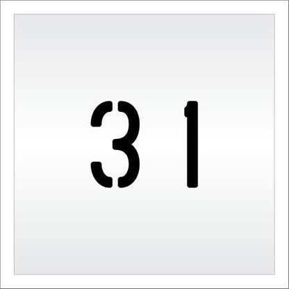 Pavement, Curb, and WheelStop Stencils - 4 inch Double Number Stencil - (31) - 4" x 4" x 1/16" (63 mil) - Light-Duty