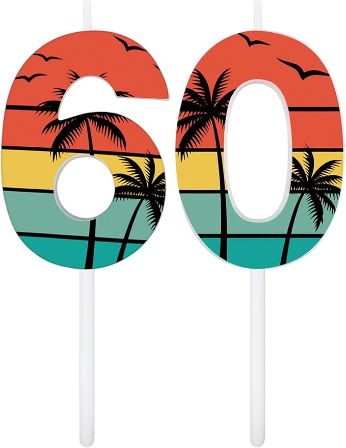 Conelist 60th Birthday Candles for Cake Vintage 1966 Cake Topper Retro 60th Happy Birthday Party Decorations for Men Women 1966, 2 Pack Number 60 Candle for 60 Years Wedding Anniversary Party Supplies