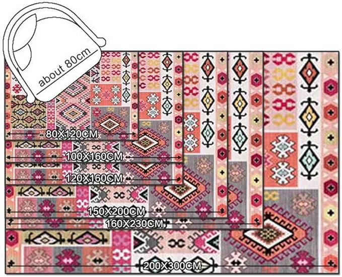 Vintage Boho Area Rugs Multicolor Ethnic Style Geometric Splicing Carpets Bedroom Living Room Kitchen Floor Mats Indoor Outdoor Non-Shedding Runner Rug Home Décor Carpet 5' X 10'