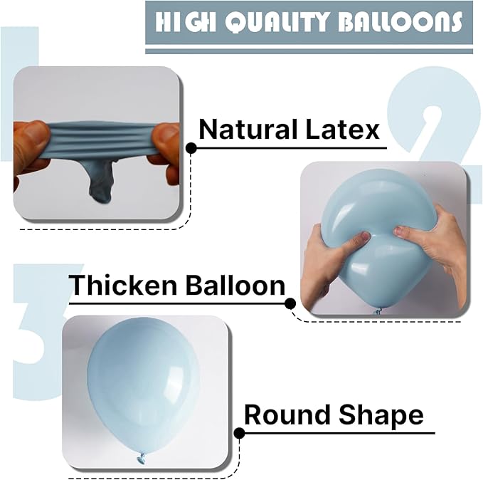 PartyWoo Dusty Blue Balloons 85pcs Different Sizes of 18 12 10 5 Inch Light Blue Aqua Boho Balloon Arch Kit Garland for Graduation Baby Shower Gender Reveal Birthday Party Decorations Blue-F28